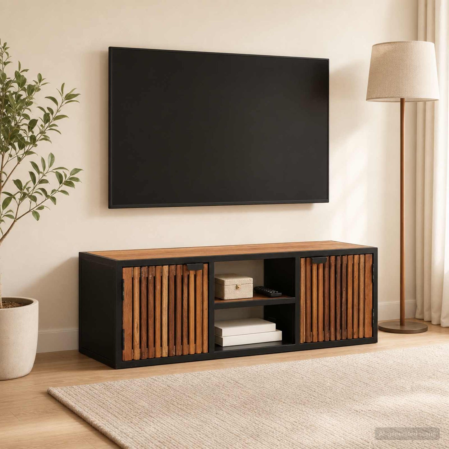 Handgemachter TV-Schrank 105 x 30 x 35 cm Massivholz Mango