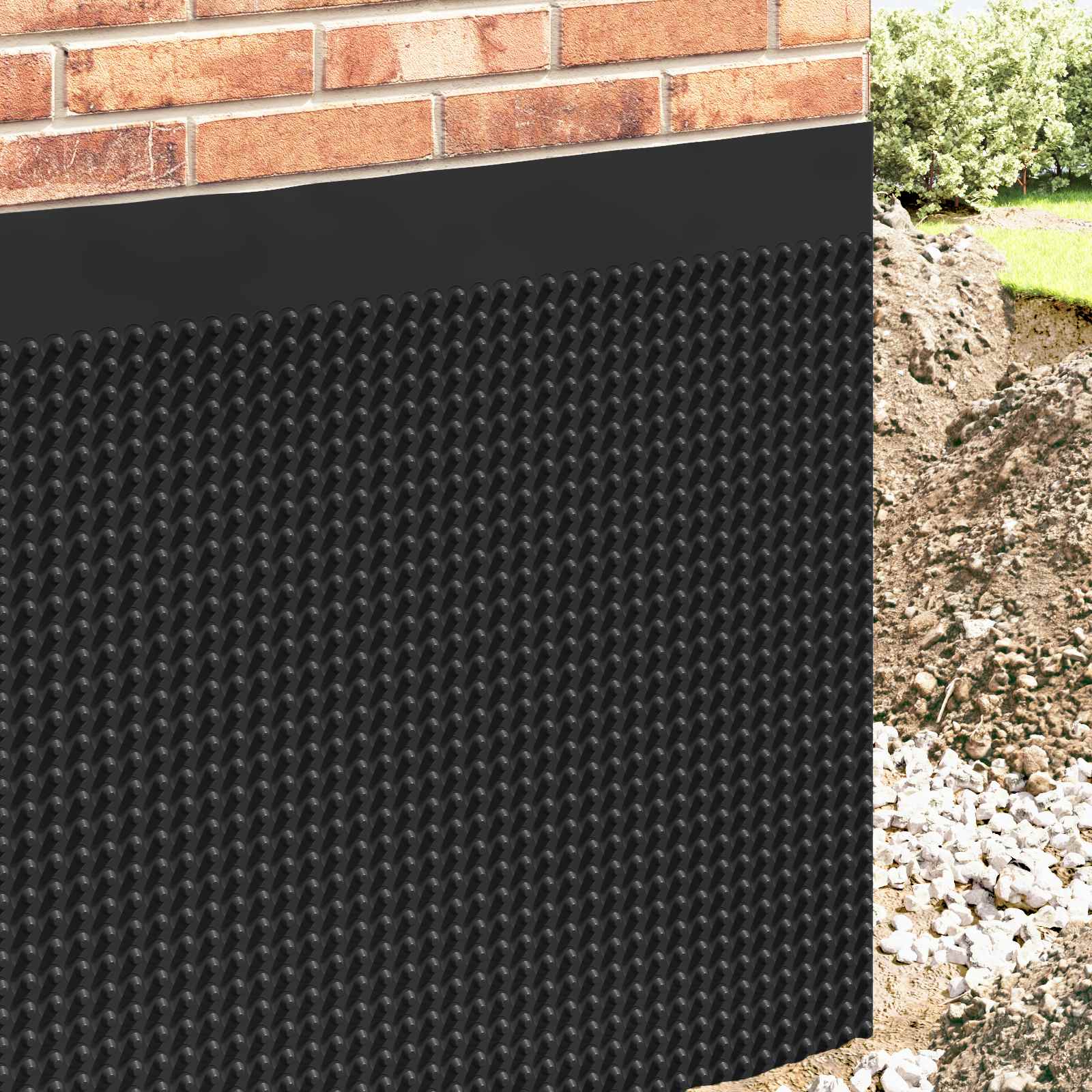 Dimpled Drainage Sheet Schwarz 1 x 20 m HDPE