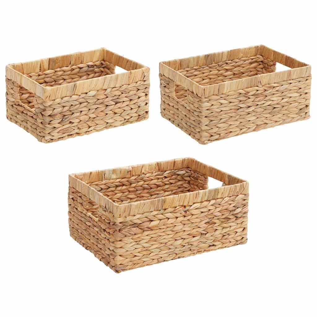Aufbewahrungskörbe 3 Stk. Wasserhyazinthe 40 x 30 x 18 cm Natur