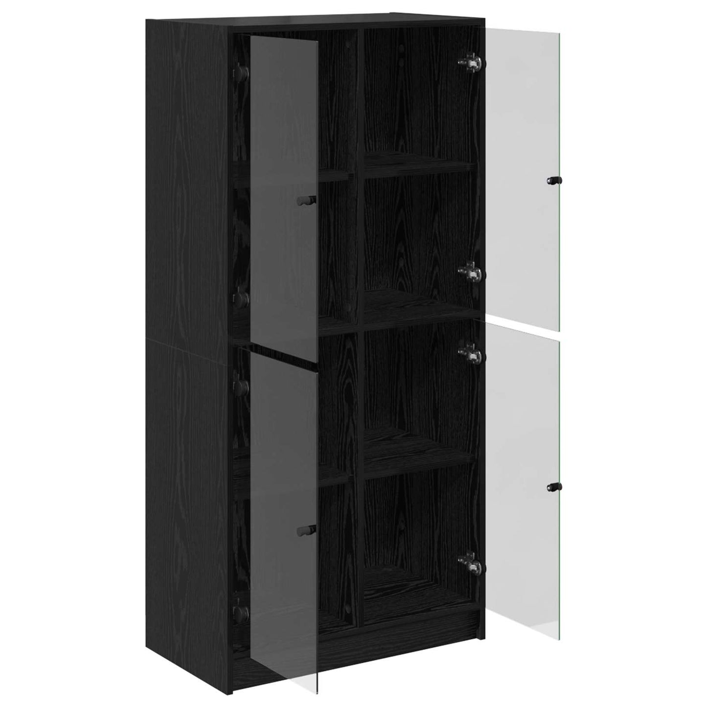Highboard Schwarz Eichen-Optik 68 x 37 x 142 cm Holzwerkstoff