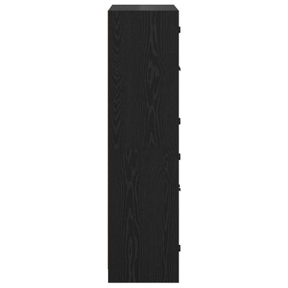 Highboard Schwarz Eichen-Optik 68 x 37 x 142 cm Holzwerkstoff