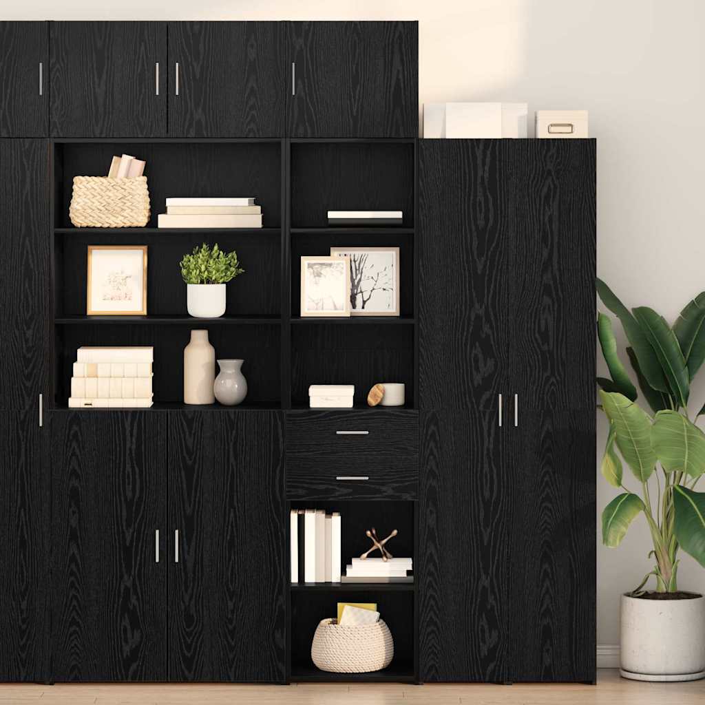 Highboard Schwarz Eichen-Optik 45 x 42,5 x 185 cm Holzwerkstoff
