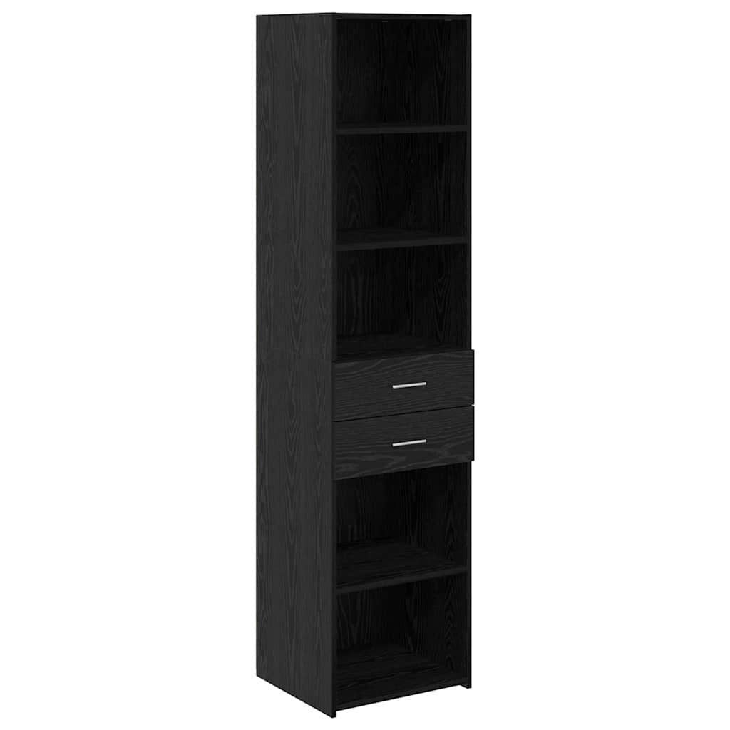 Highboard Schwarz Eichen-Optik 45 x 42,5 x 185 cm Holzwerkstoff