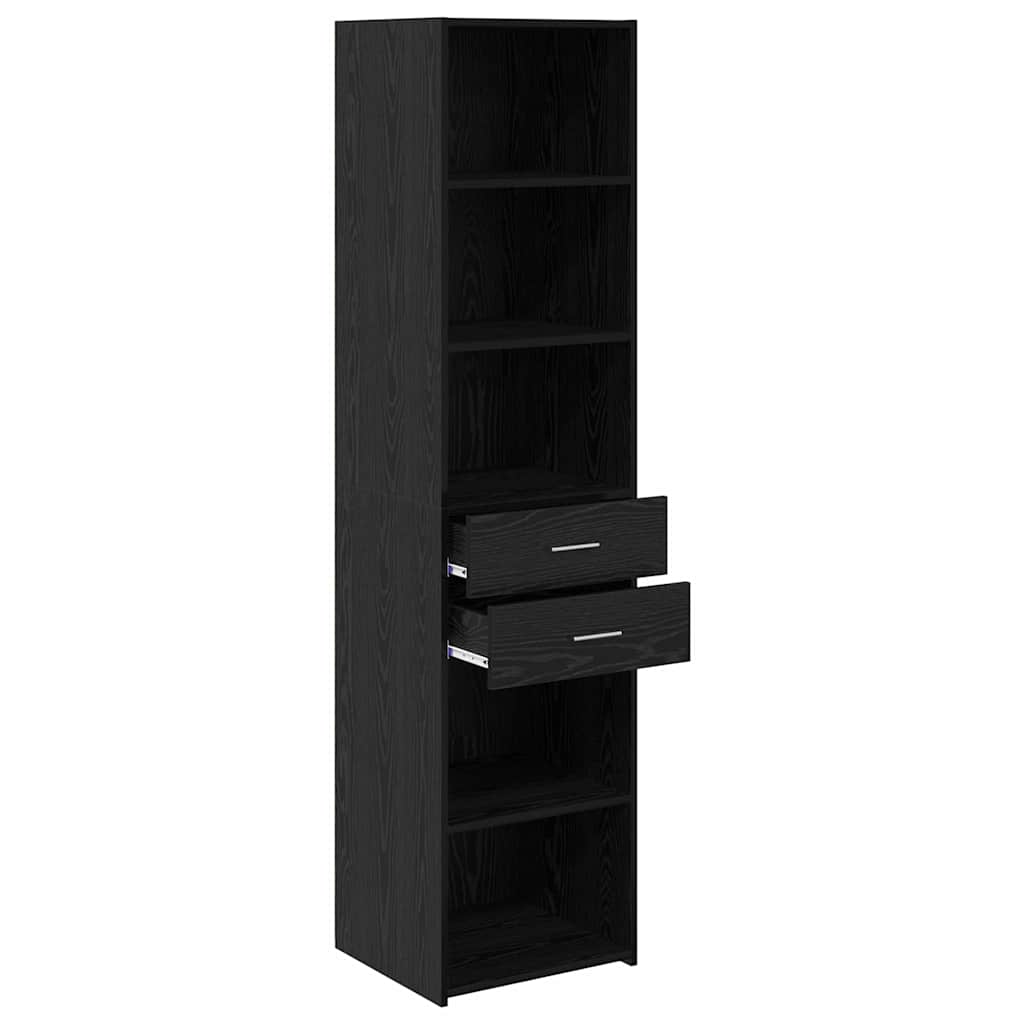 Highboard Schwarz Eichen-Optik 45 x 42,5 x 185 cm Holzwerkstoff