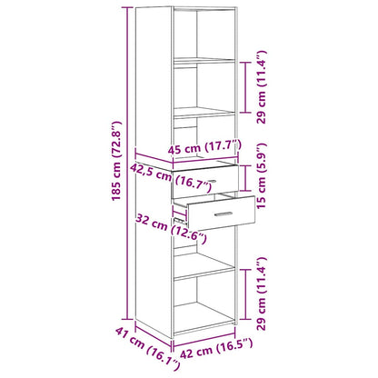 Highboard Schwarz Eichen-Optik 45 x 42,5 x 185 cm Holzwerkstoff
