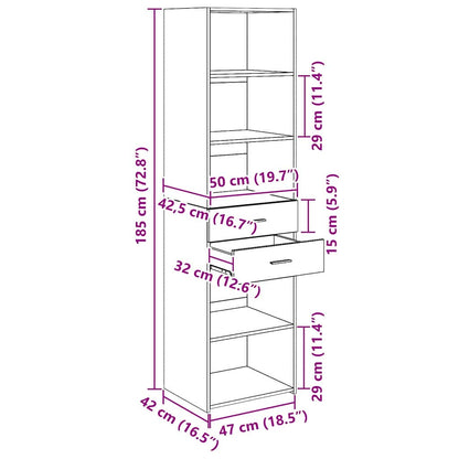 Highboard Artisan-Eiche 50 x 42,5 x 185 cm Holzwerkstoff
