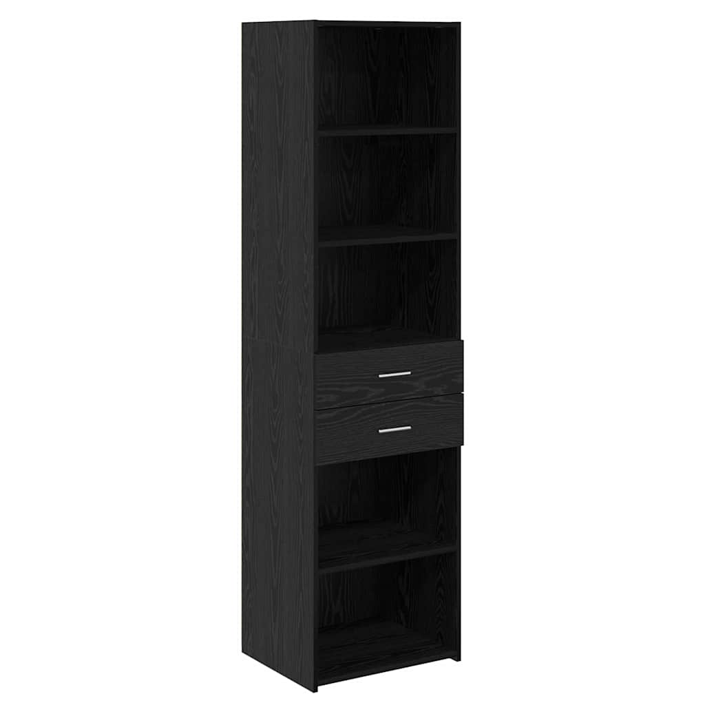Highboard Schwarz Eichen-Optik 50 x 42,5 x 185 cm Holzwerkstoff
