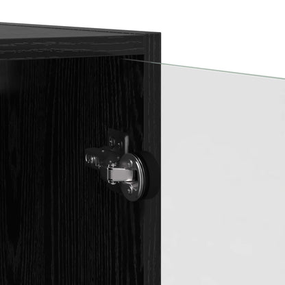 Highboard 2 stk. Schwarz Eichen-Optik 68 x 37 x 142 cm