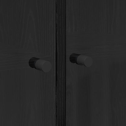 Highboard 2 stk. Schwarz Eichen-Optik 68 x 37 x 142 cm
