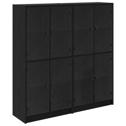 Highboard 2 stk. Schwarz Eichen-Optik 68 x 37 x 142 cm