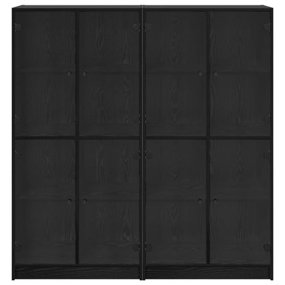 Highboard 2 stk. Schwarz Eichen-Optik 68 x 37 x 142 cm