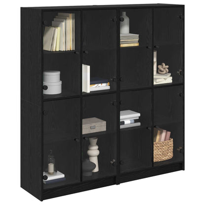 Highboard 2 stk. Schwarz Eichen-Optik 68 x 37 x 142 cm