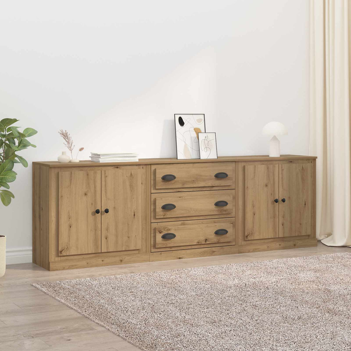 Sideboards 3 stk. Artisan-Eiche 210 x 35,5 x 67,5 cm