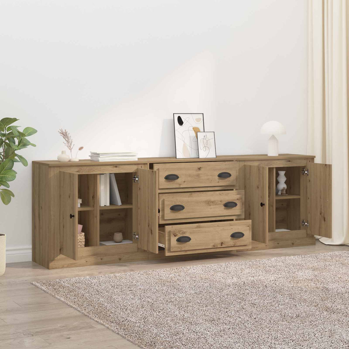 Sideboards 3 stk. Artisan-Eiche 210 x 35,5 x 67,5 cm