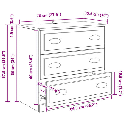 Sideboards 3 stk. Artisan-Eiche 210 x 35,5 x 67,5 cm