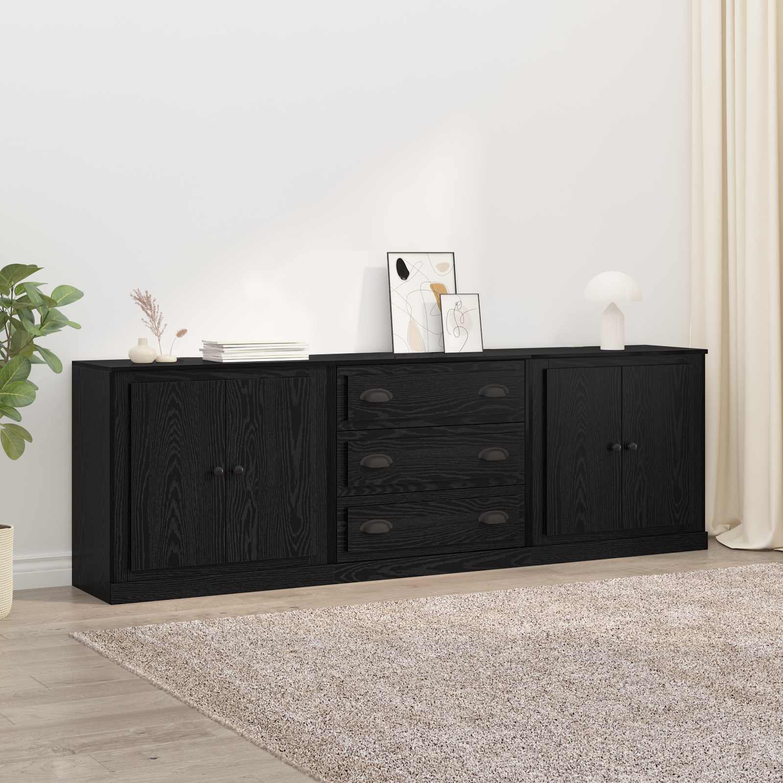 Sideboards 3 stk. Schwarze Eiche 210 x 35,5 x 67,5 cm