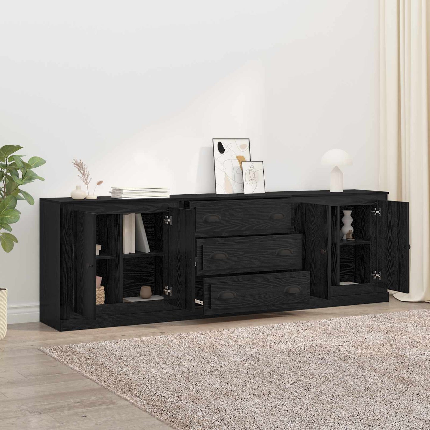 Sideboards 3 stk. Schwarze Eiche 210 x 35,5 x 67,5 cm
