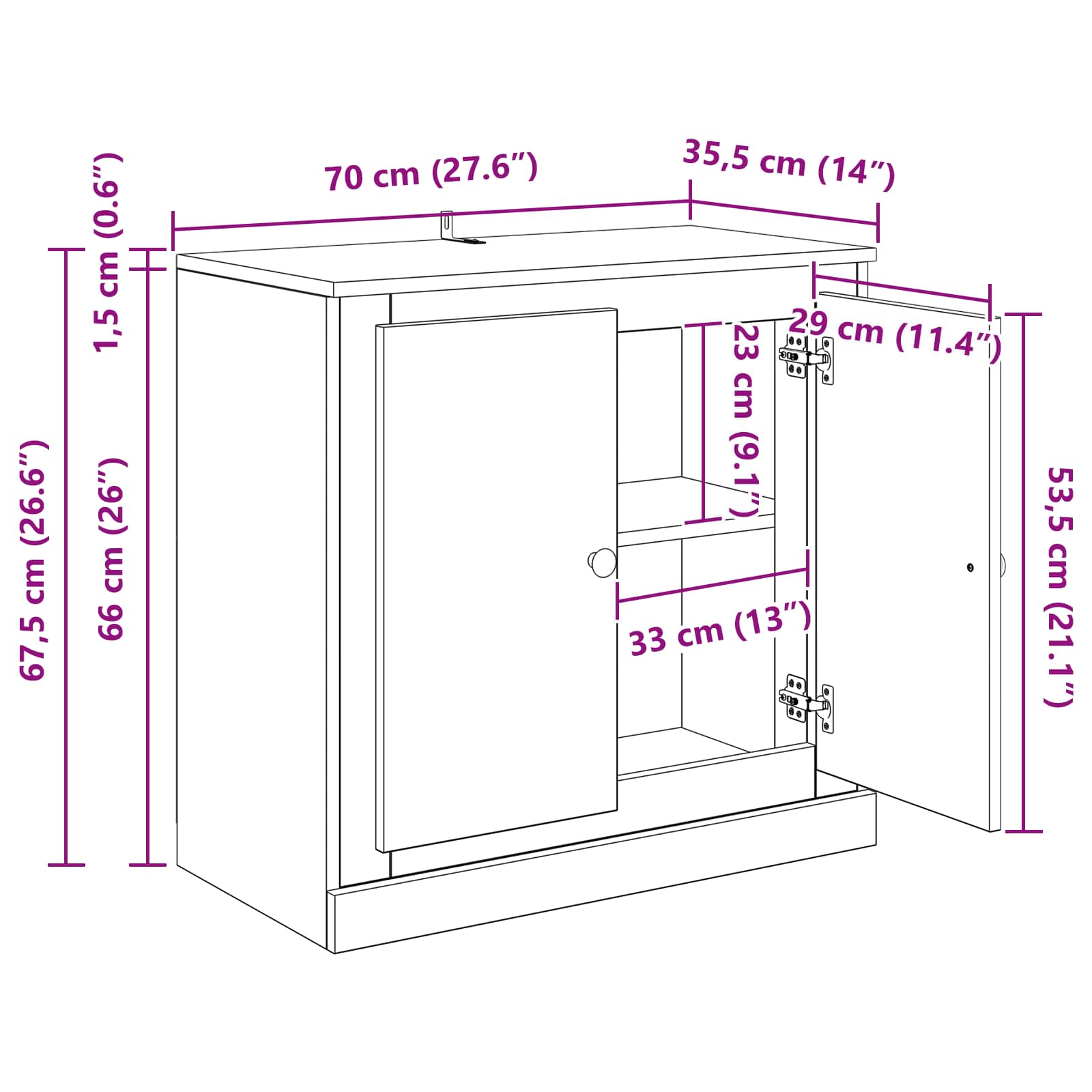 Sideboards 3 stk. Schwarze Eiche 210 x 35,5 x 67,5 cm