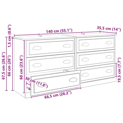 Sideboards 2 stk. Altholz 70 x 35,5 x 67,5 cm Holzwerkstoff