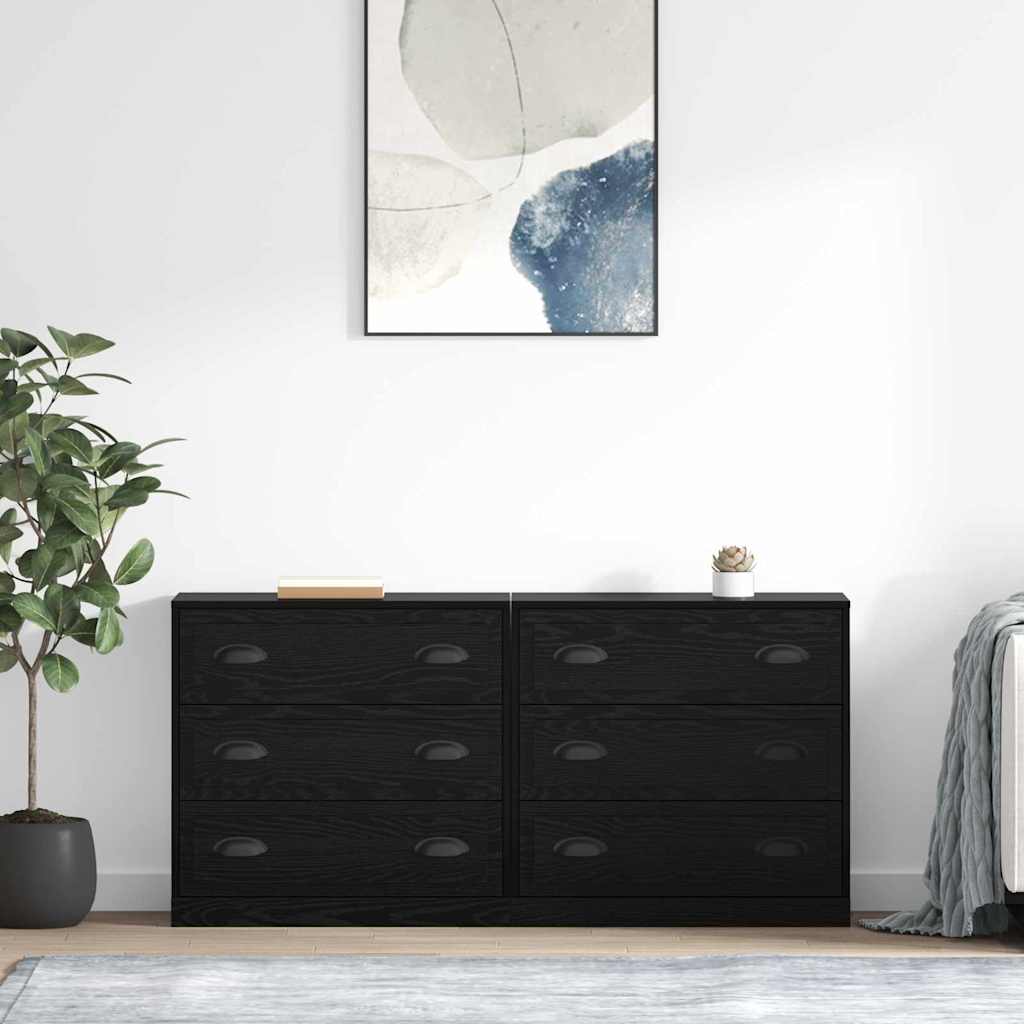Sideboards 2 stk. Schwarz Eichen-Optik 70 x 35,5 x 67,5 cm