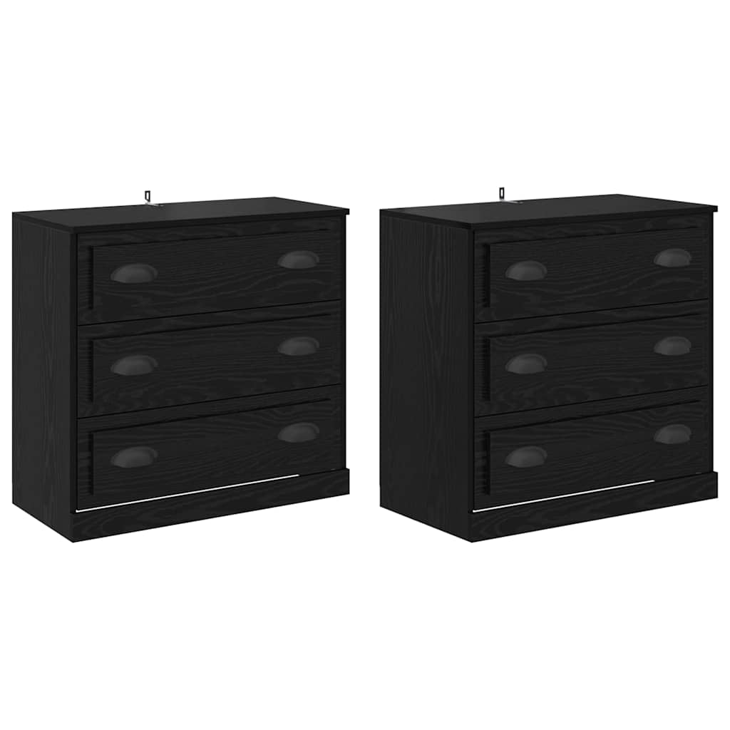 Sideboards 2 stk. Schwarz Eichen-Optik 70 x 35,5 x 67,5 cm