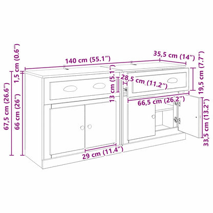 Sideboards 2 stk. Artisan-Eiche 70 x 35,5 x 67,5 cm