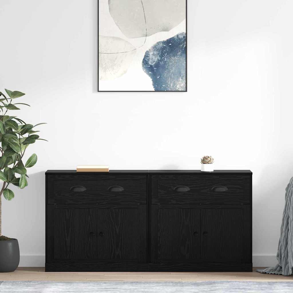 Sideboards 2 stk. Schwarz Eichen-Optik 70 x 35,5 x 67,5 cm
