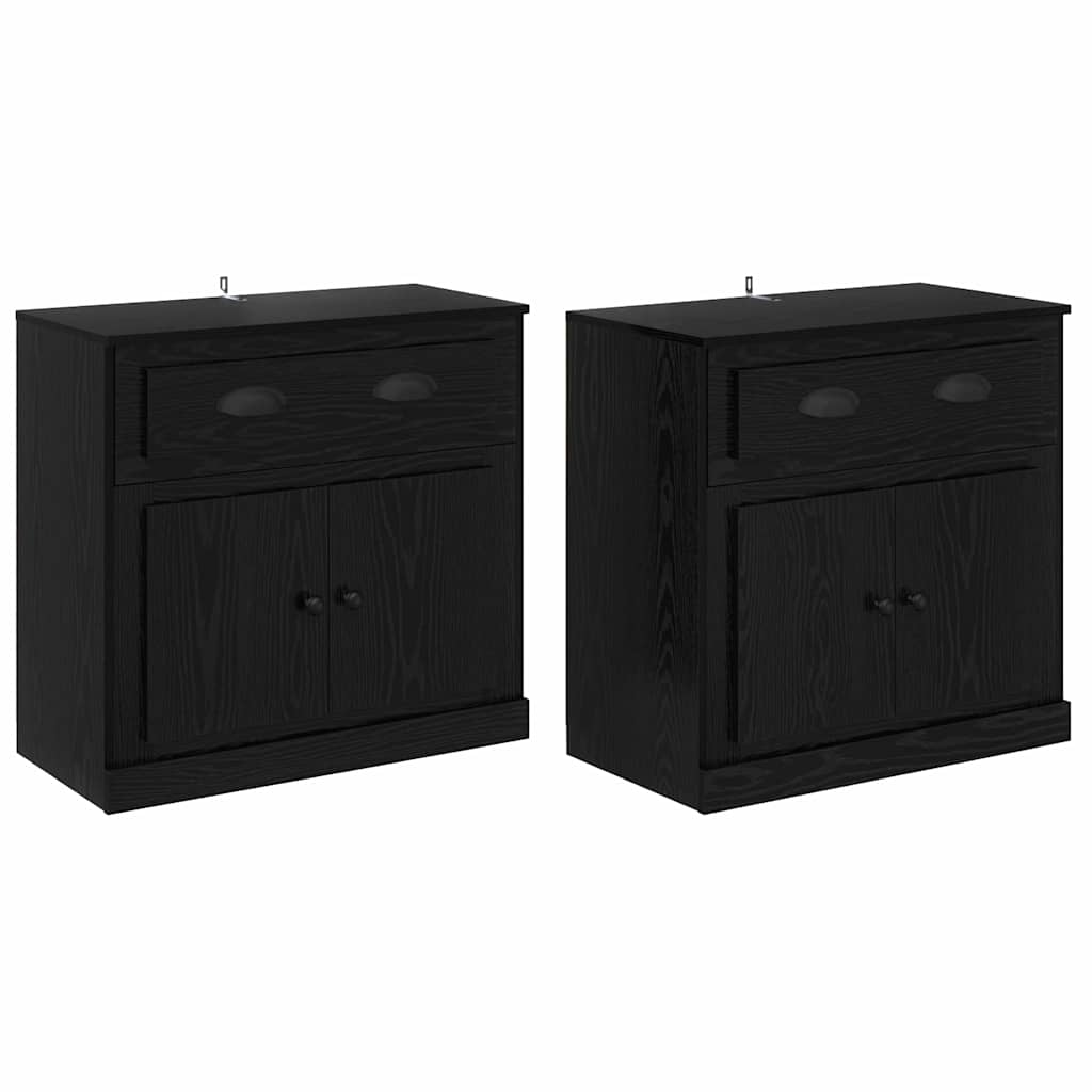Sideboards 2 stk. Schwarz Eichen-Optik 70 x 35,5 x 67,5 cm
