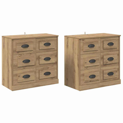 Sideboards 2 stk. Artisan-Eiche 70 x 35,5 x 67,5 cm