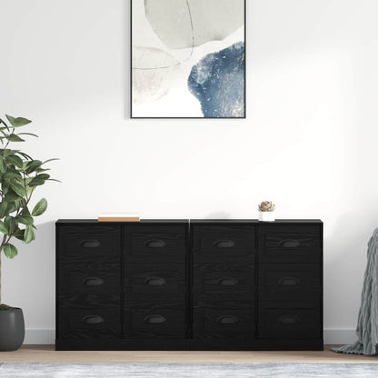 Sideboards 2 stk. Schwarz Eichen-Optik 70 x 35,5 x 67,5 cm