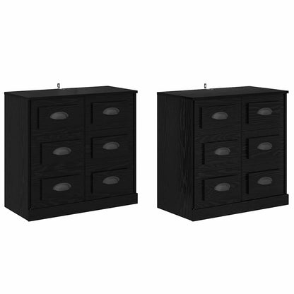 Sideboards 2 stk. Schwarz Eichen-Optik 70 x 35,5 x 67,5 cm