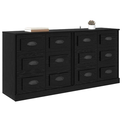 Sideboards 2 stk. Schwarz Eichen-Optik 70 x 35,5 x 67,5 cm