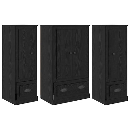 Highboard 3 stk. Schwarz Eichen-Optik 132 x 35,5 x 103,5 cm