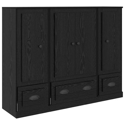 Highboard 3 stk. Schwarz Eichen-Optik 132 x 35,5 x 103,5 cm