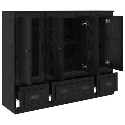 Highboard 3 stk. Schwarz Eichen-Optik 132 x 35,5 x 103,5 cm