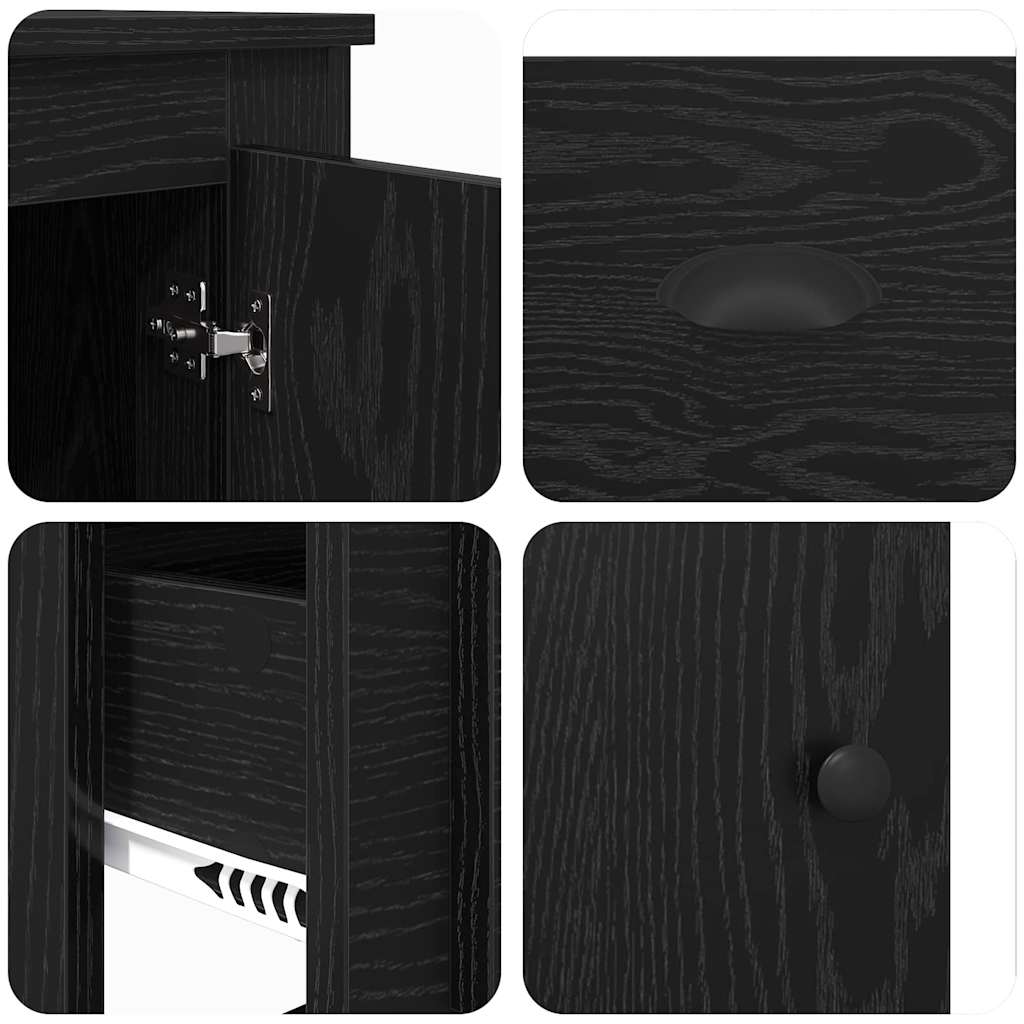 Highboard 3 stk. Schwarz Eichen-Optik 132 x 35,5 x 103,5 cm