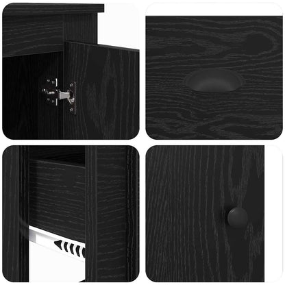 Highboard 3 stk. Schwarz Eichen-Optik 132 x 35,5 x 103,5 cm