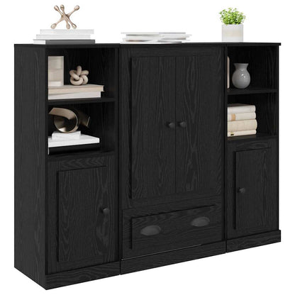 Highboard 3 stk. Schwarz Eichen-Optik 132 x 35,5 x 103,5 cm