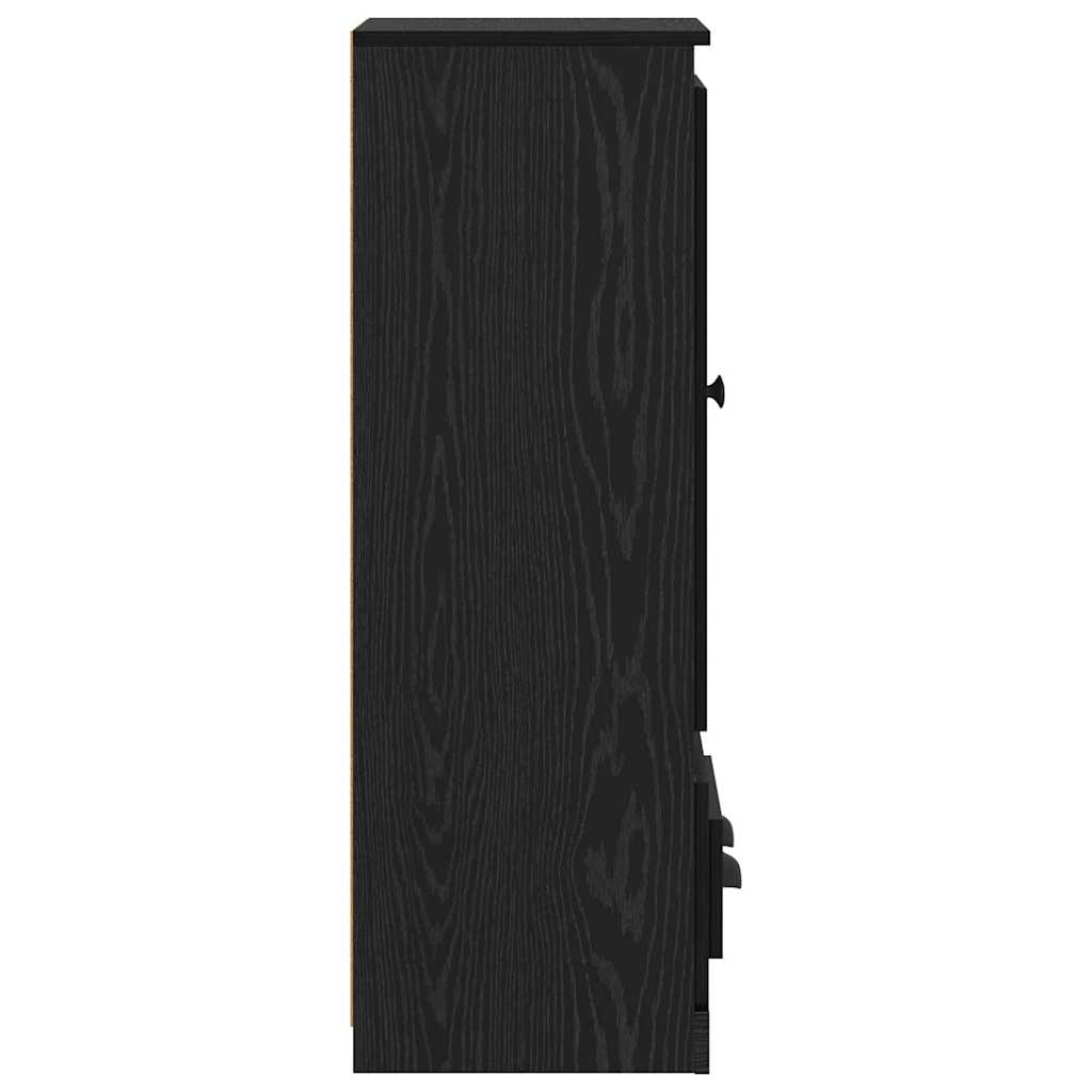 Highboard 3 stk. Schwarz Eichen-Optik 132 x 35,5 x 103,5 cm