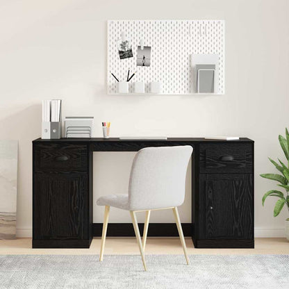 Schreibtisch mit Schrank Schwarz Eichen-Optik Holzwerkstoff