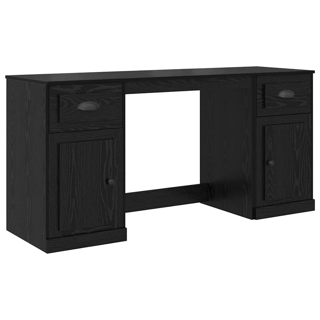Schreibtisch mit Schrank Schwarz Eichen-Optik Holzwerkstoff