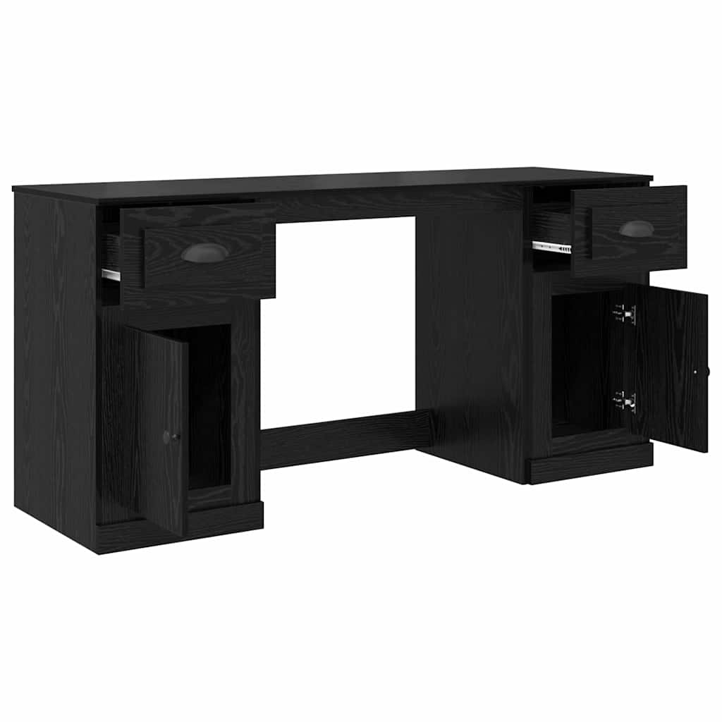 Schreibtisch mit Schrank Schwarz Eichen-Optik Holzwerkstoff