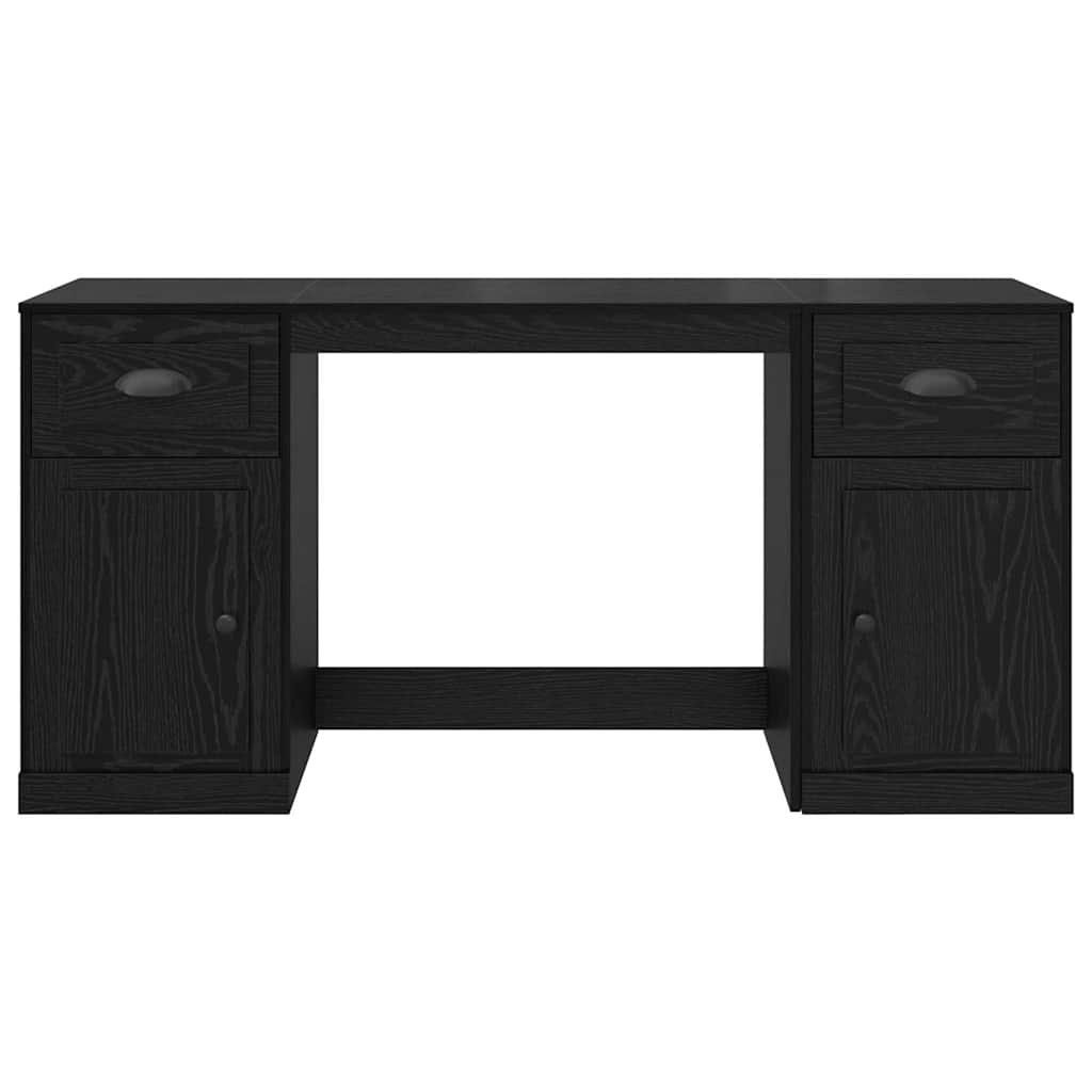 Schreibtisch mit Schrank Schwarz Eichen-Optik Holzwerkstoff
