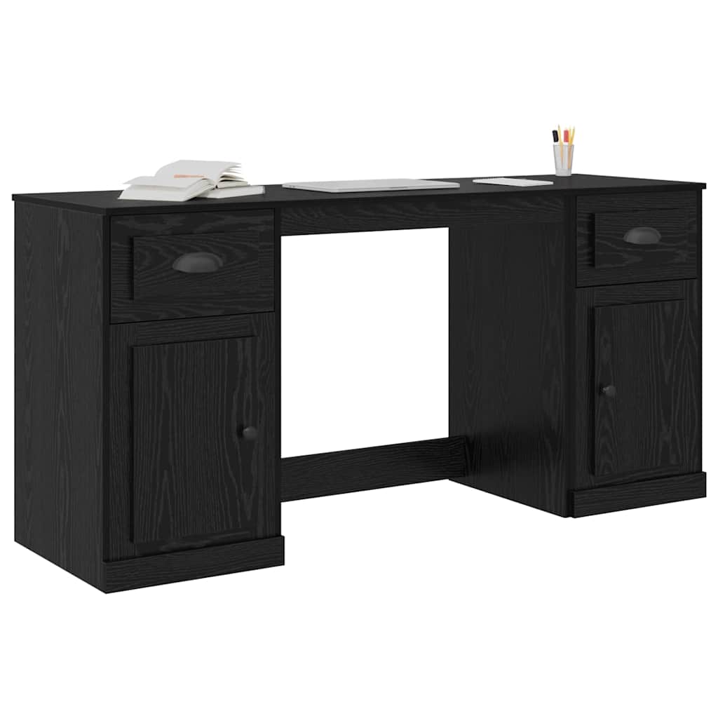 Schreibtisch mit Schrank Schwarz Eichen-Optik Holzwerkstoff