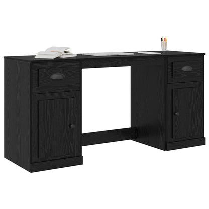 Schreibtisch mit Schrank Schwarz Eichen-Optik Holzwerkstoff