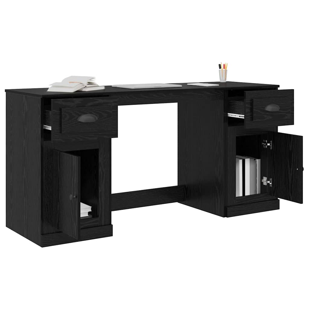 Schreibtisch mit Schrank Schwarz Eichen-Optik Holzwerkstoff