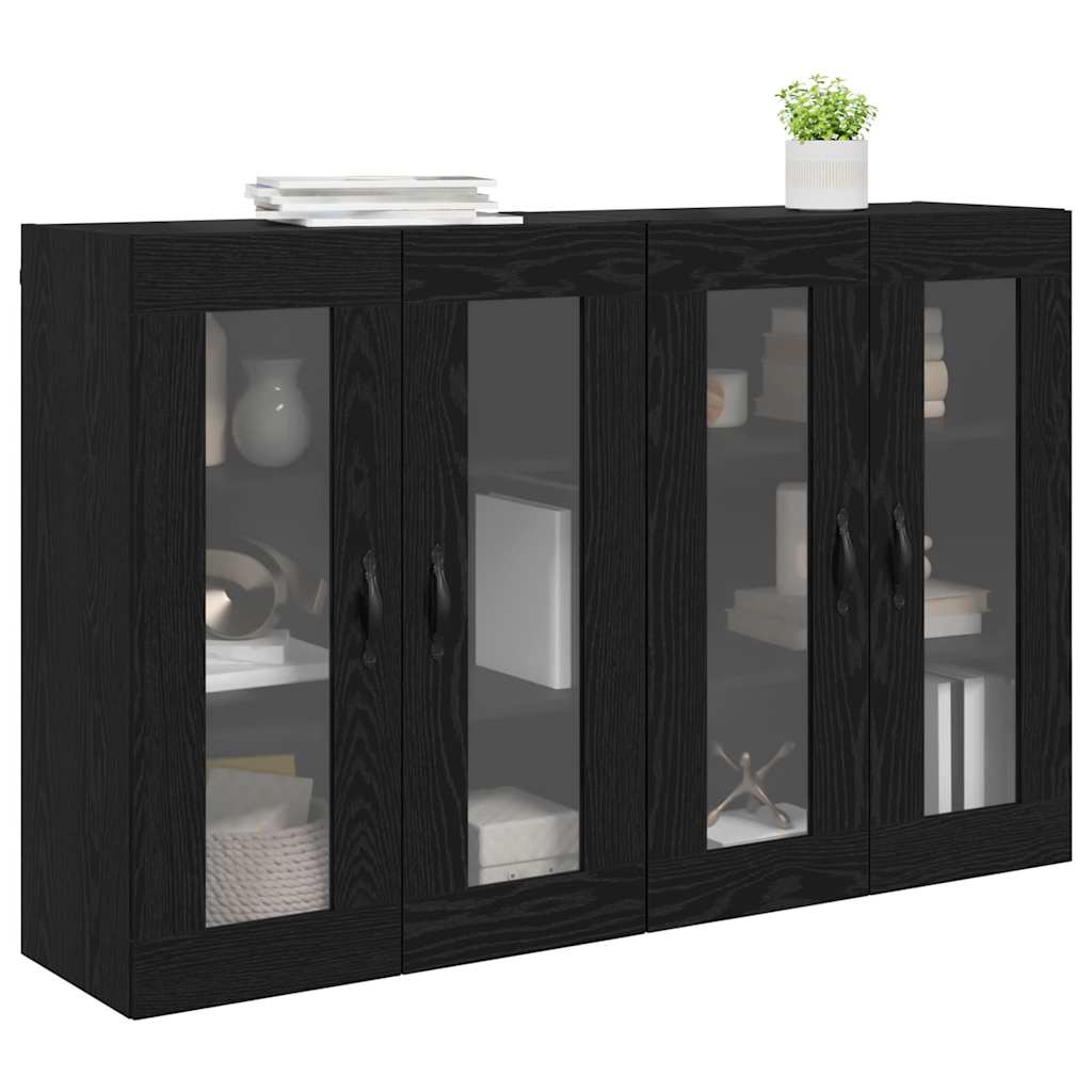Wandschränke 2 pcs Schwarz Eichen-Optik 69,5 x 34 x 90 cm