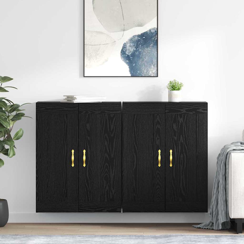 Wandmontierter Schrank 2 stk. Schwarz Eichen-Optik