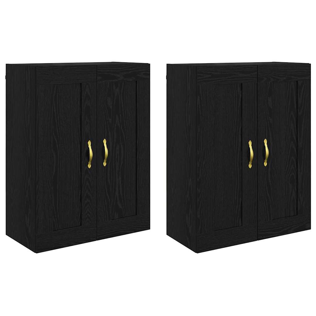Wandmontierter Schrank 2 stk. Schwarz Eichen-Optik