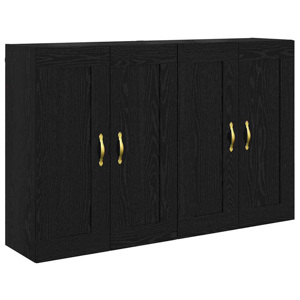 Wandmontierter Schrank 2 stk. Schwarz Eichen-Optik